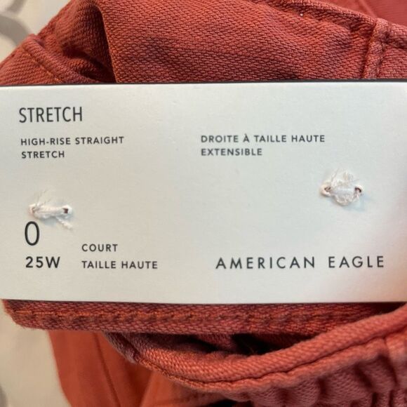 American Eagle AE Stretch Cargo Straight Pant Rust Brown 0 Short - Picture 7 of 12